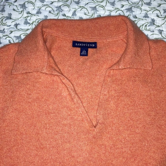 Lands End orange cashmere sweater. Size L 14-16 - Picture 3 of 7